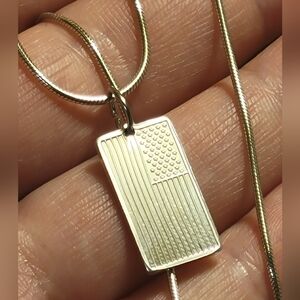 999 Fine Silver American Flag Pendant + 22" Snake Chain Necklace Bundle
